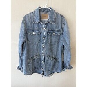 $120 Blank NYC Raw Hem Distressed Denim Blue Jean Jacket Women’s Medium Slouchy